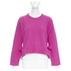 VALENTINO 2022 Pier Paolo Piccioli pink bow virgin wool boxy sweater XS