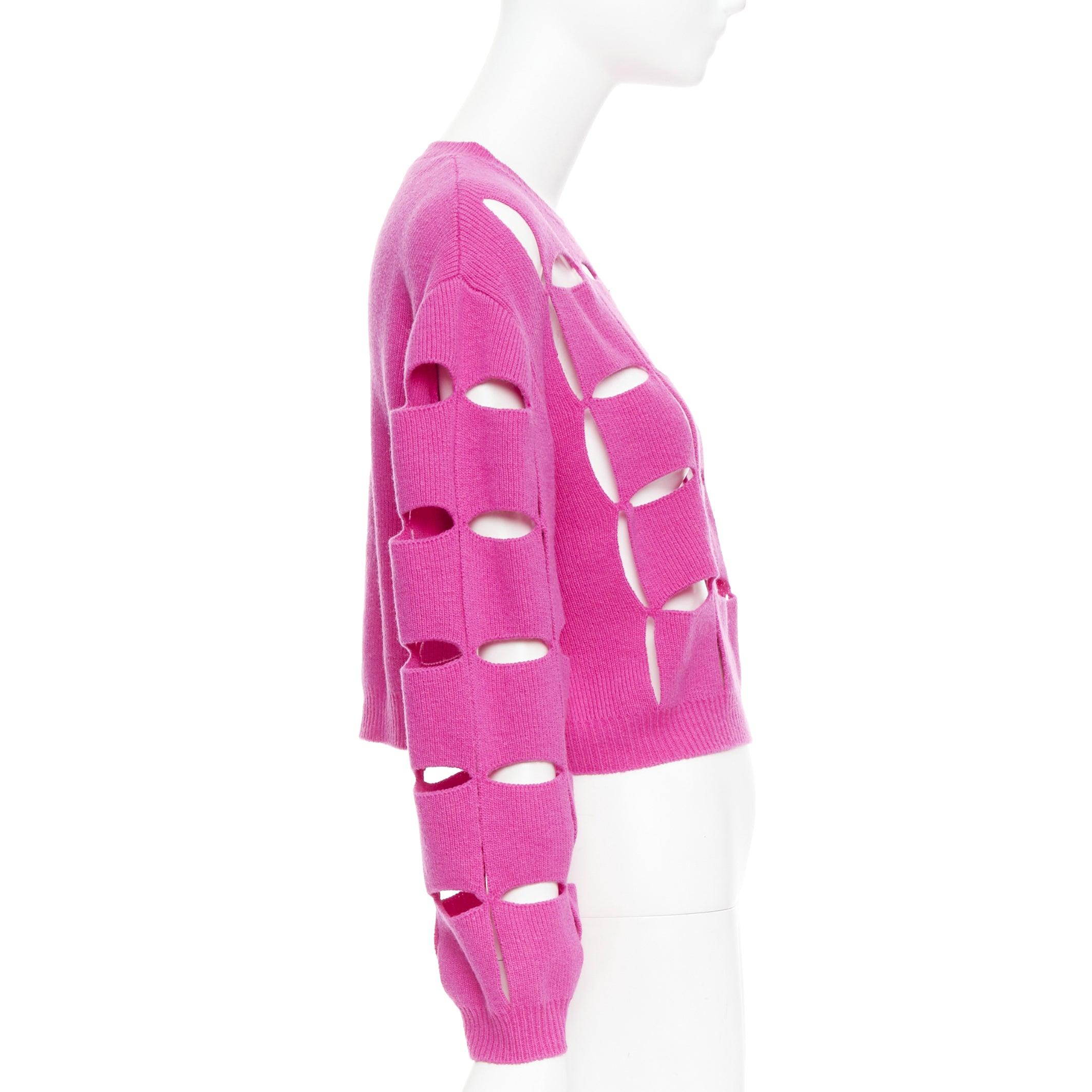 Women's VALENTINO 2022 Pier Paolo Piccioli pink virgin wool cut out crop sweater S For Sale