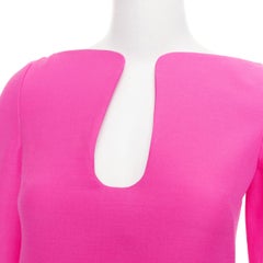 VALENTINO 2022 pp pink virgin wool silk wired scoop neckline shift dress IT36 XS