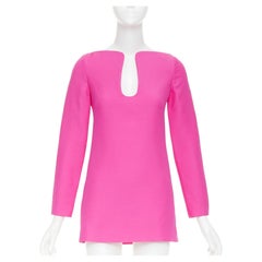 VALENTINO 2022 pp pink virgin wool silk wired scoop neckline shift dress IT36 XS