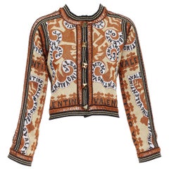 VALENTINO 2022 Rockstud Manifesto Bandana gold orange metallic lurex cardigan XS