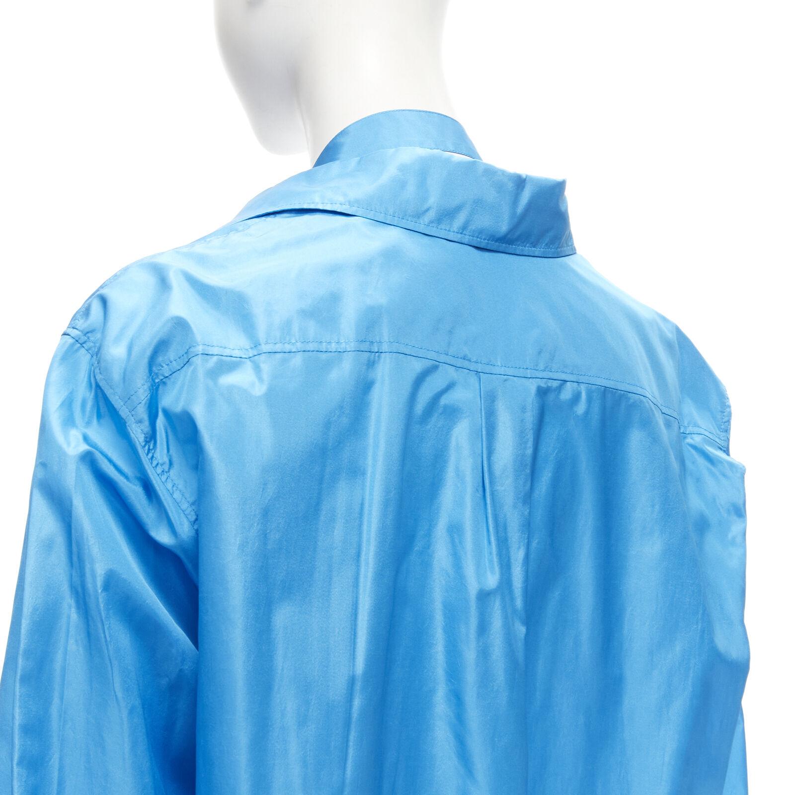 VALENTINO 2022 Runway blue silk tafetta relaxed neck tie oversized shirt IT38 XS For Sale 3