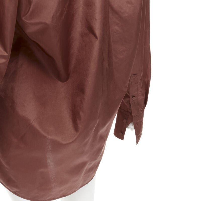 VALENTINO 2022 Runway brown silk taffeta wide collar neck tie shirt IT38 XS For Sale 5