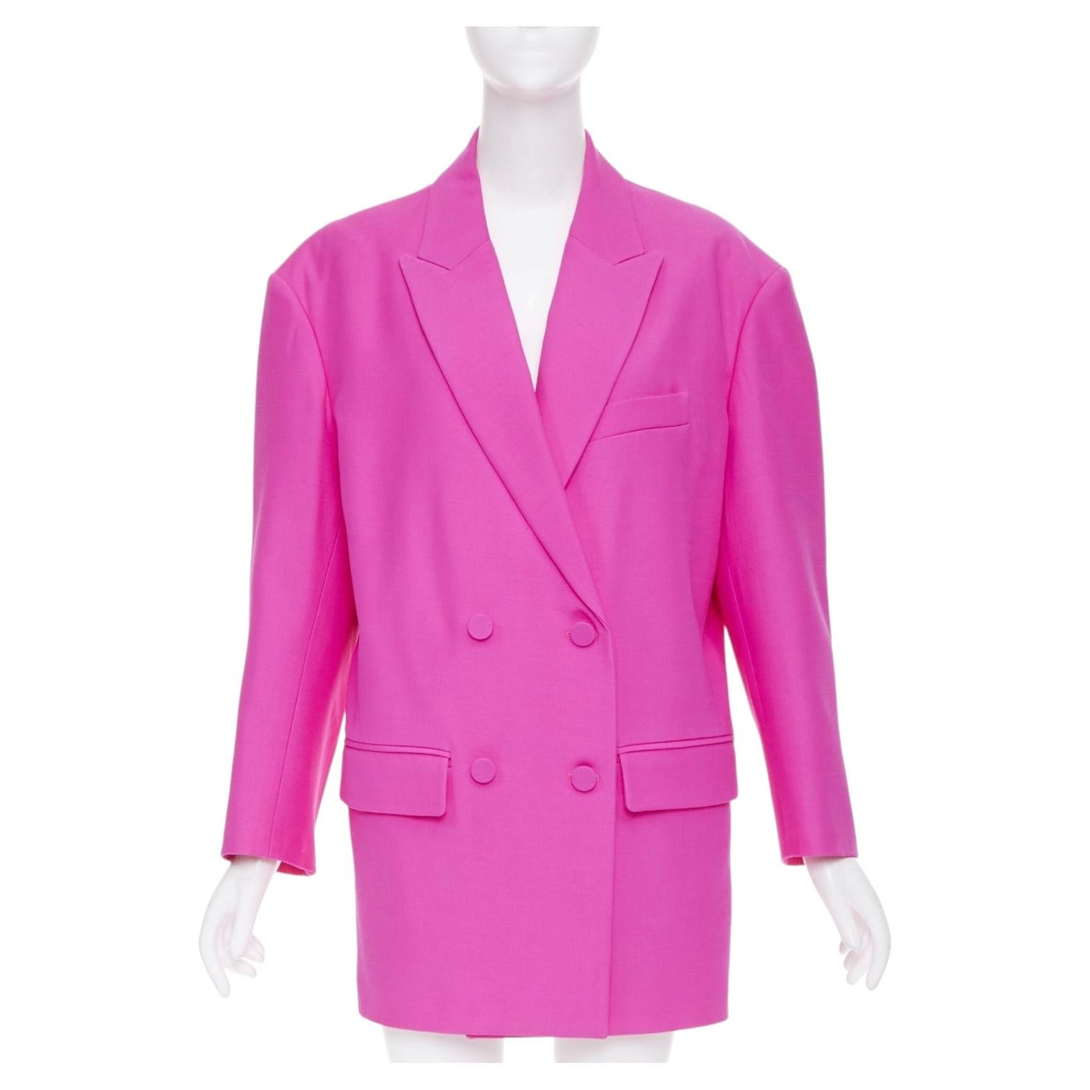 VALENTINO 2022 Runway Pink PP Oversized blazer pink wool silk jacket IT36 XS For Sale