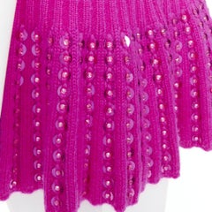 VALENTINO 2022 Runway PP Pink rhinestone embellished knitted mini flared skirt