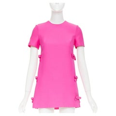 VALENTINO 2022 Runway PP wool silk bow embellishment crewneck mini dress IT36