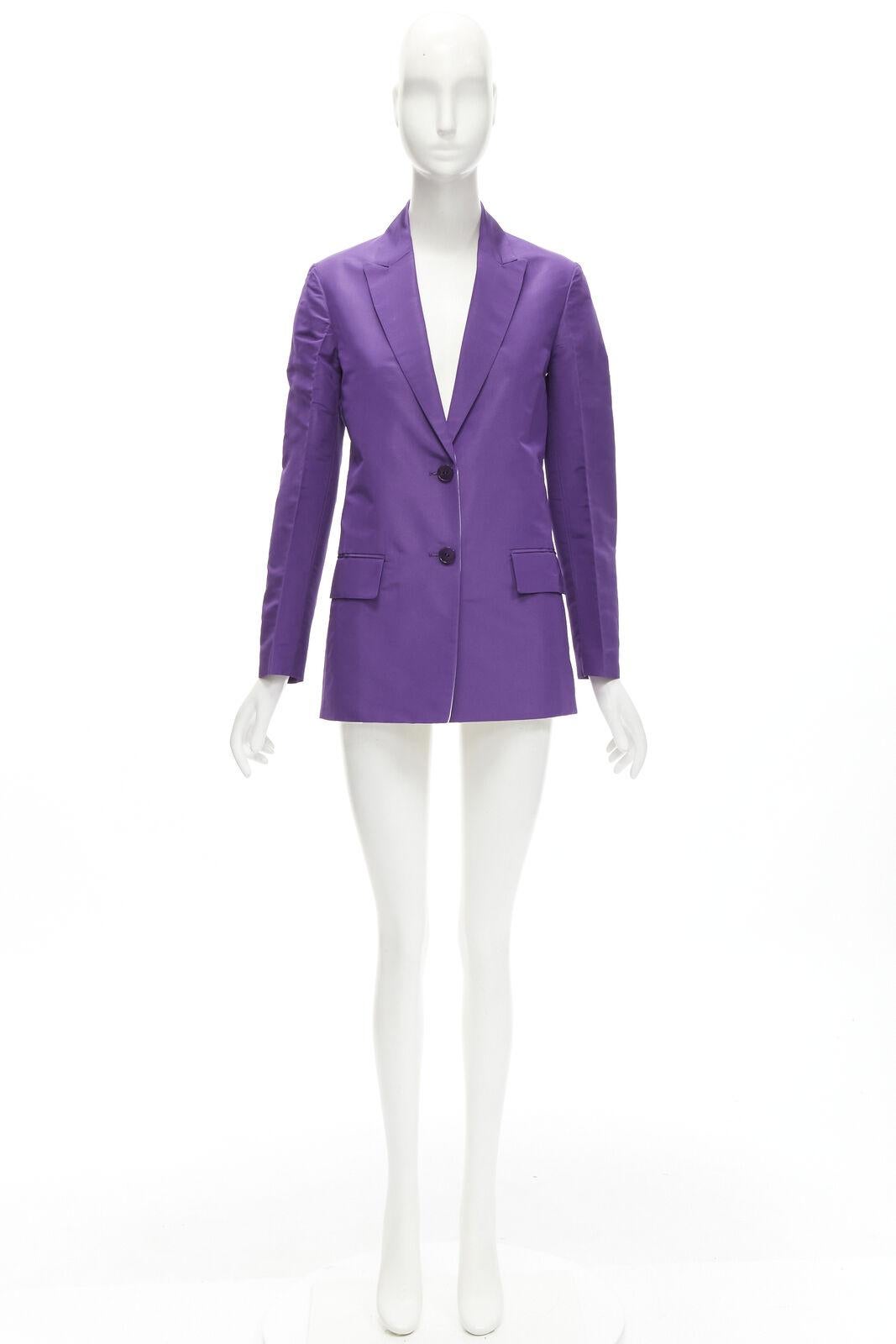 VALENTINO 2022 Runway purple 100% silk hidden waist drawstring blazer IT36 XS For Sale 8