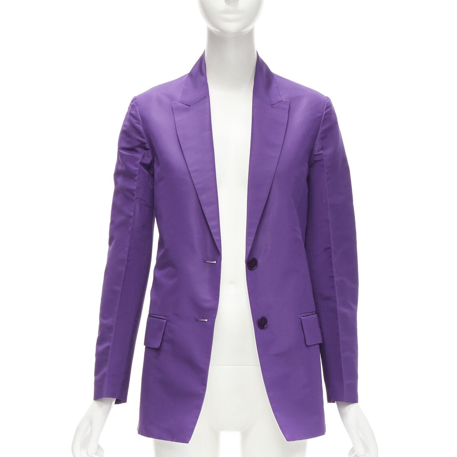 Purple VALENTINO 2022 Runway purple 100% silk hidden waist drawstring blazer IT36 XS For Sale