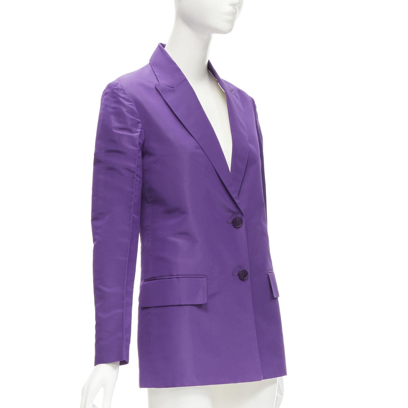 Women's VALENTINO 2022 Runway purple 100% silk hidden waist drawstring blazer IT36 XS For Sale