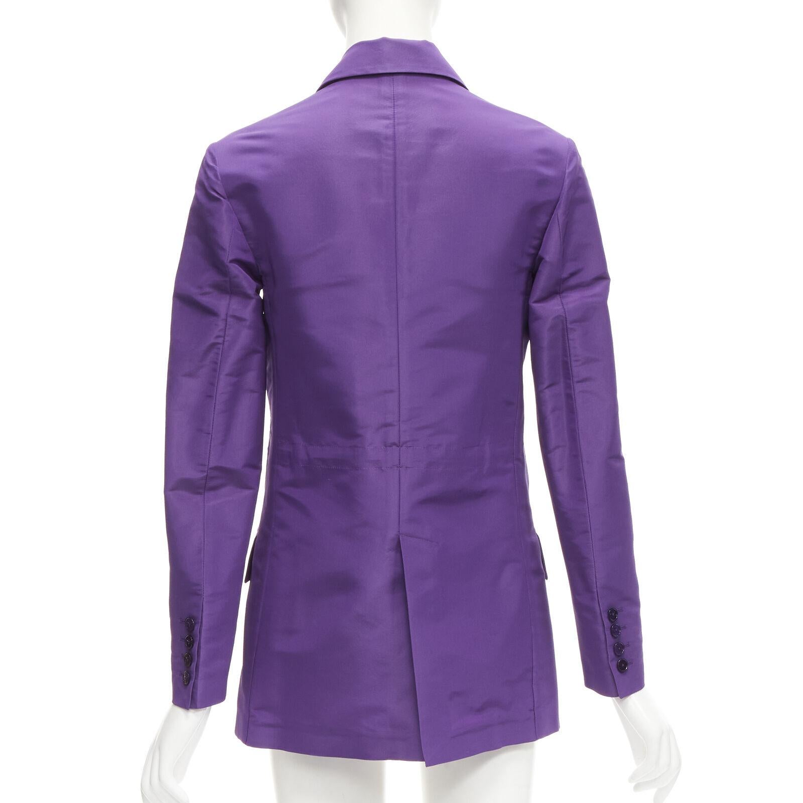 VALENTINO 2022 Runway purple 100% silk hidden waist drawstring blazer IT36 XS For Sale 2
