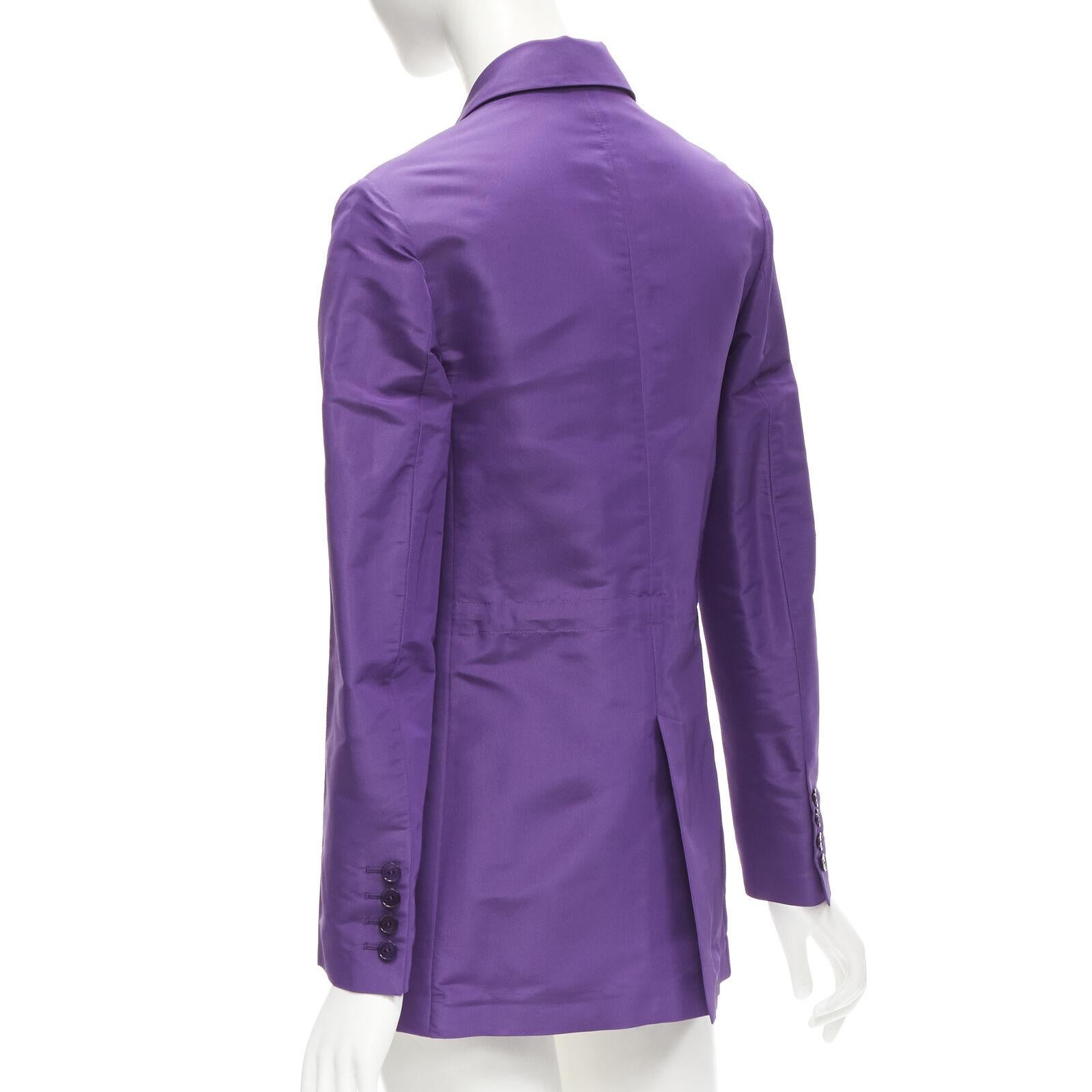 VALENTINO 2022 Runway purple 100% silk hidden waist drawstring blazer IT36 XS For Sale 3
