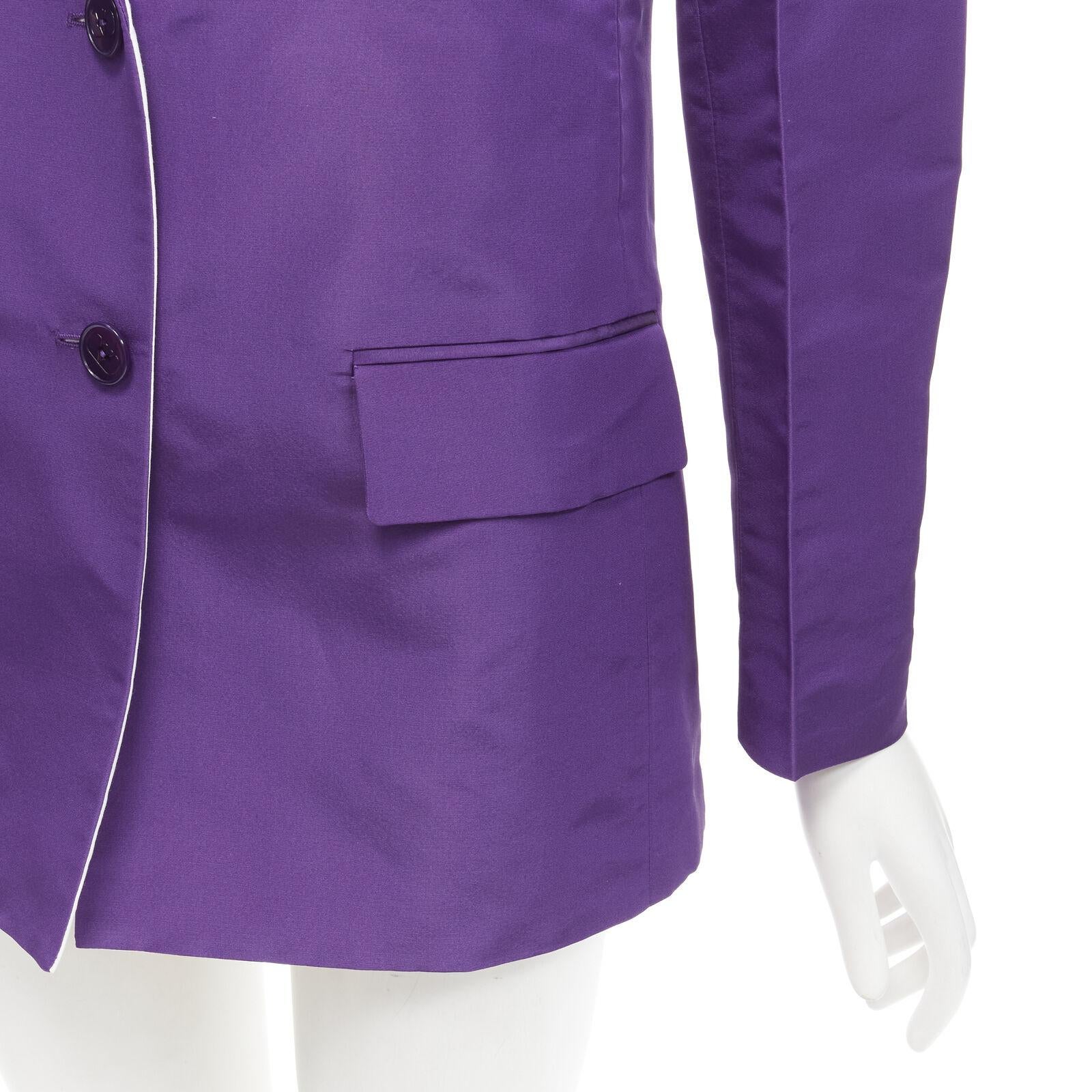 VALENTINO 2022 Runway purple 100% silk hidden waist drawstring blazer IT36 XS For Sale 4