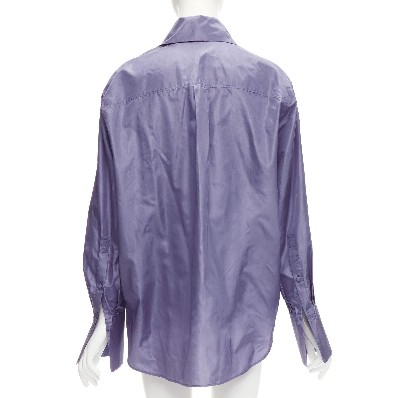 VALENTINO 2022 Runway purple lilac silk taffeta tie oversized shirt IT36 XS For Sale 1