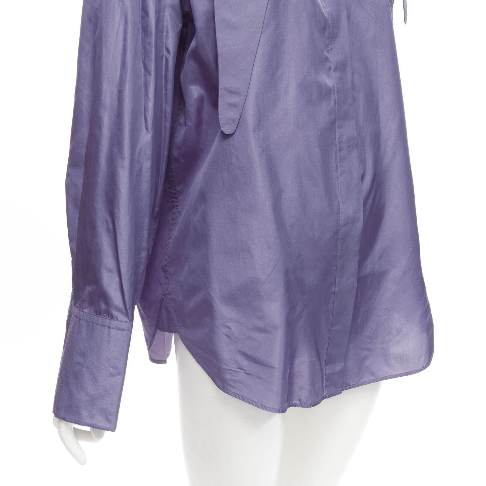 VALENTINO 2022 Runway purple lilac silk taffeta tie oversized shirt IT36 XS For Sale 3