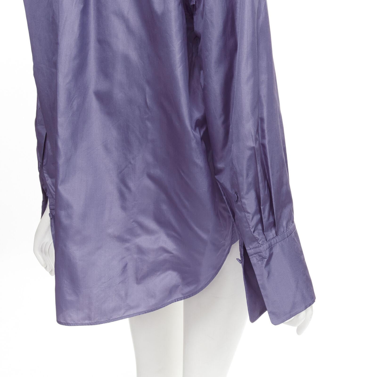 VALENTINO 2022 Runway purple lilac silk taffeta tie oversized shirt IT36 XS For Sale 4