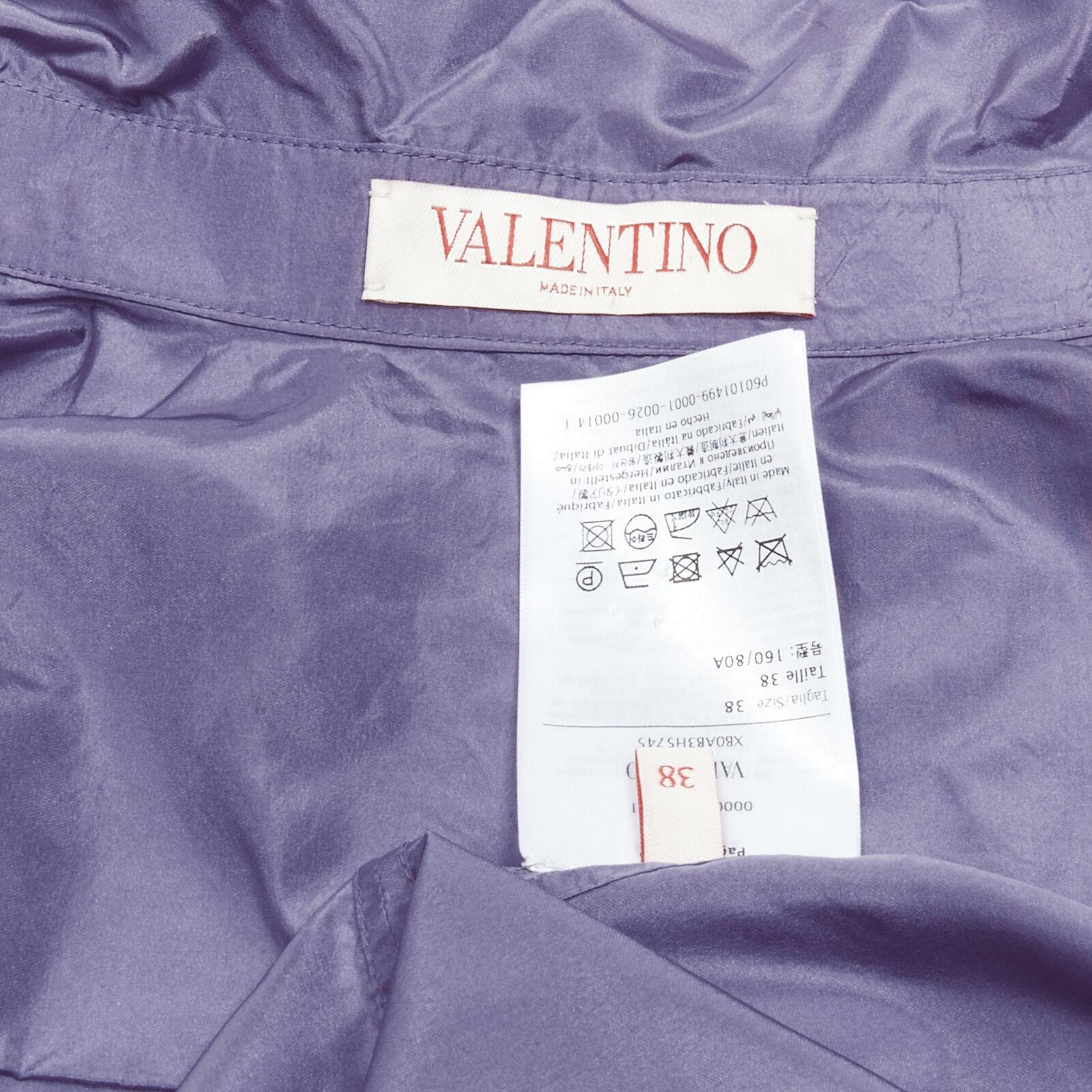 VALENTINO 2022 Runway purple lilac silk taffeta tie oversized shirt IT36 XS For Sale 5