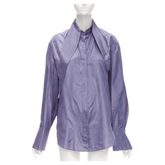 Valentino 2022 Runway violet lilas soie taffetas cravate chemise oversize IT36 XS