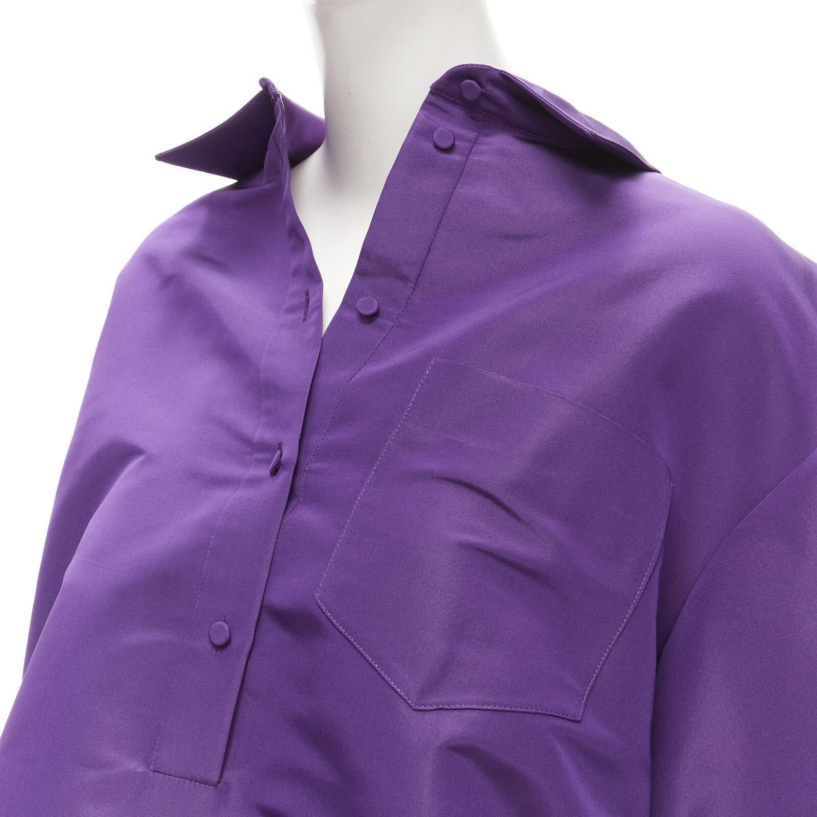 VALENTINO 2022 Runway purple silk taffeta 3D cut oversized tunic shirt IT38 XS For Sale 2