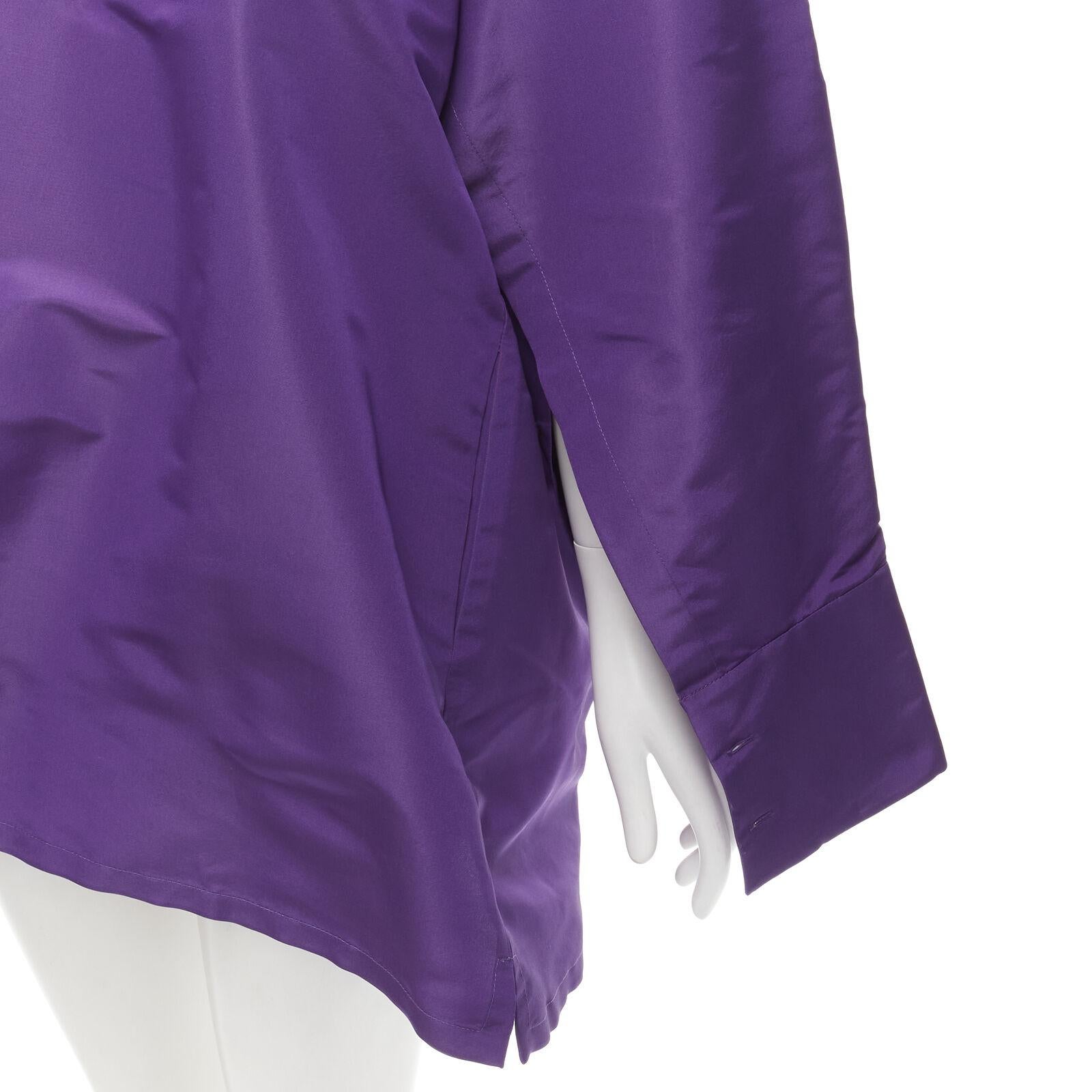 VALENTINO 2022 Runway purple silk taffeta 3D cut oversized tunic shirt IT38 XS For Sale 3
