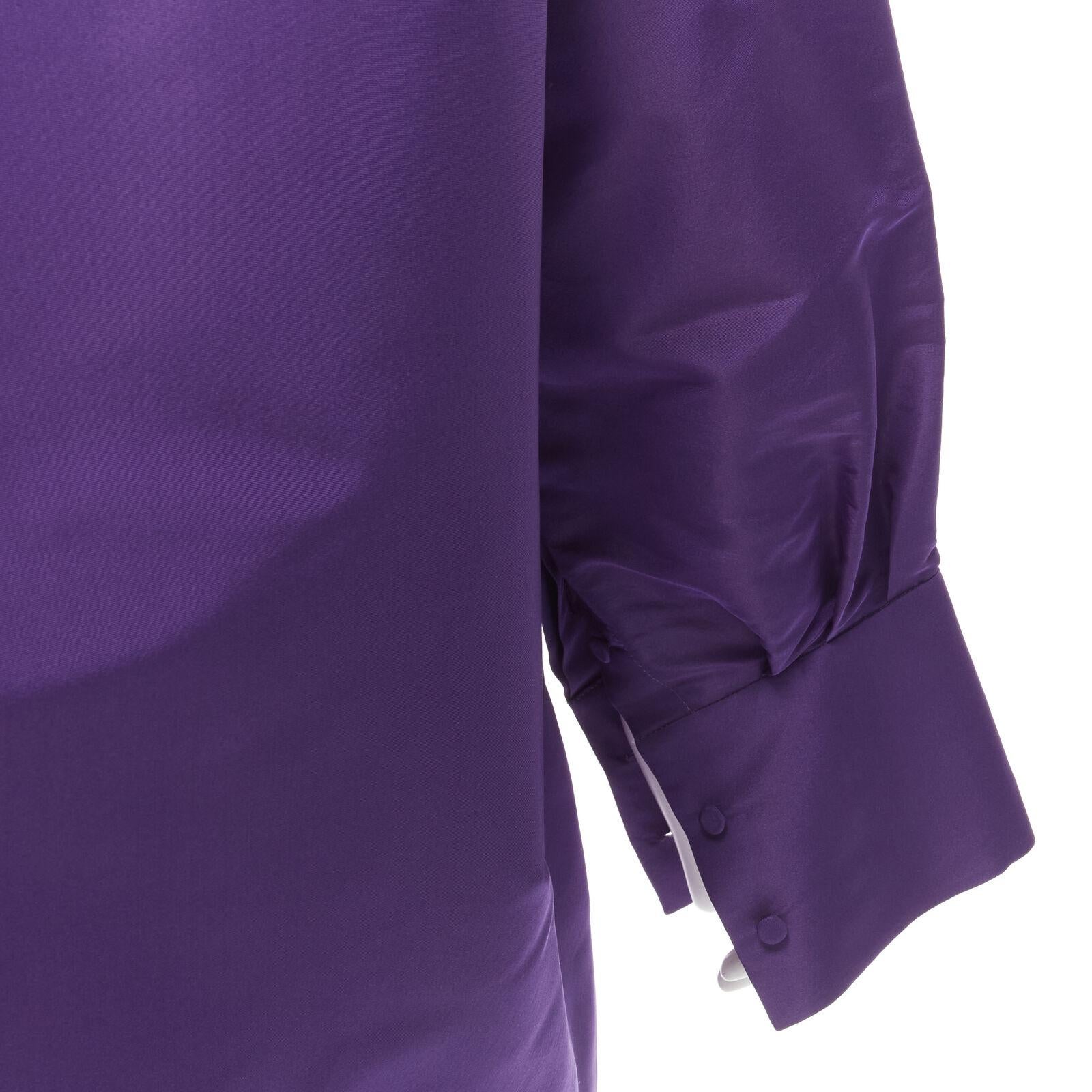 VALENTINO 2022 Runway purple silk taffeta 3D cut oversized tunic shirt IT38 XS For Sale 4