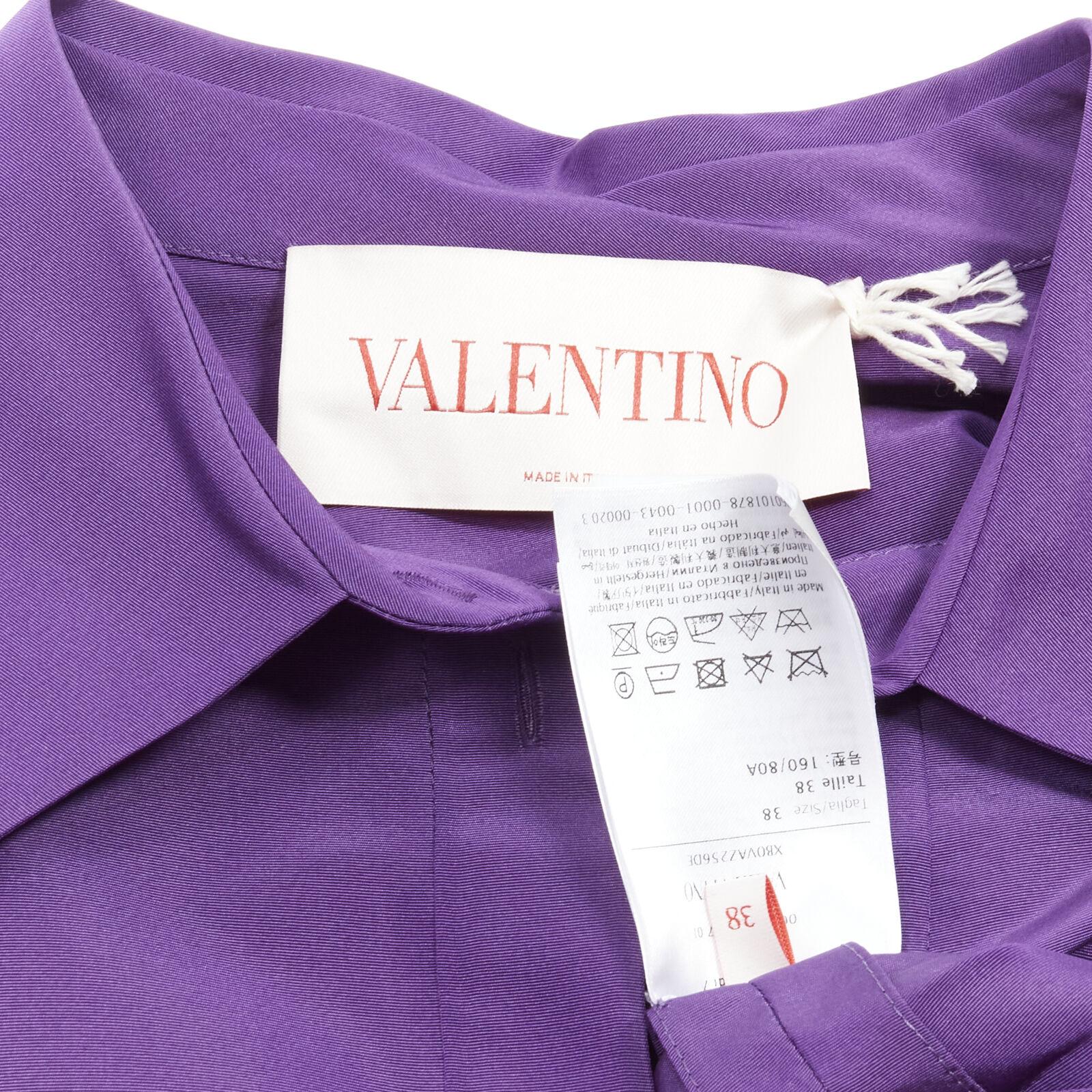 VALENTINO 2022 Runway purple silk taffeta 3D cut oversized tunic shirt IT38 XS For Sale 5