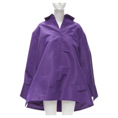 VALENTINO 2022 Runway taffetas de soie violet coupe 3D chemise tunique surdimensionnée IT38 XS