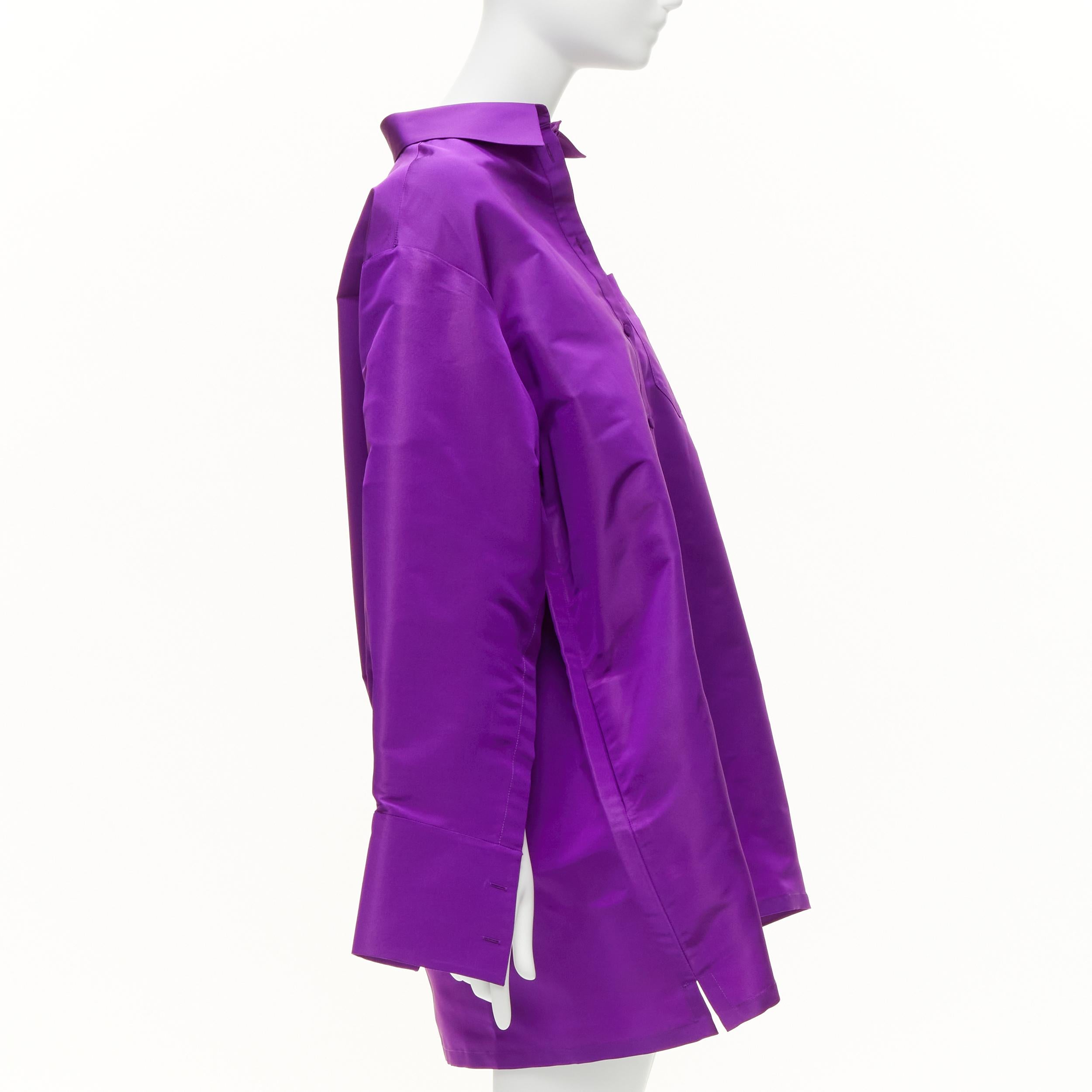 Women's VALENTINO 2022 Runway purple silk taffeta trapeze oversized tunic shirt IT38 XS
