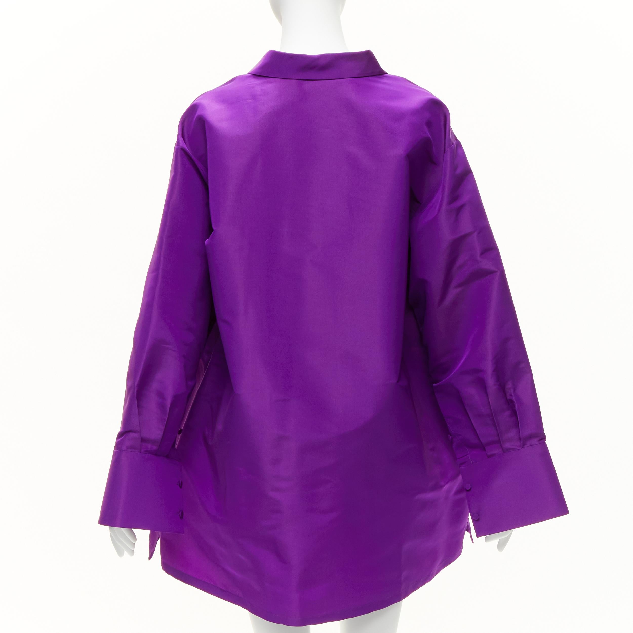 VALENTINO 2022 Runway purple silk taffeta trapeze oversized tunic shirt IT38 XS For Sale 1