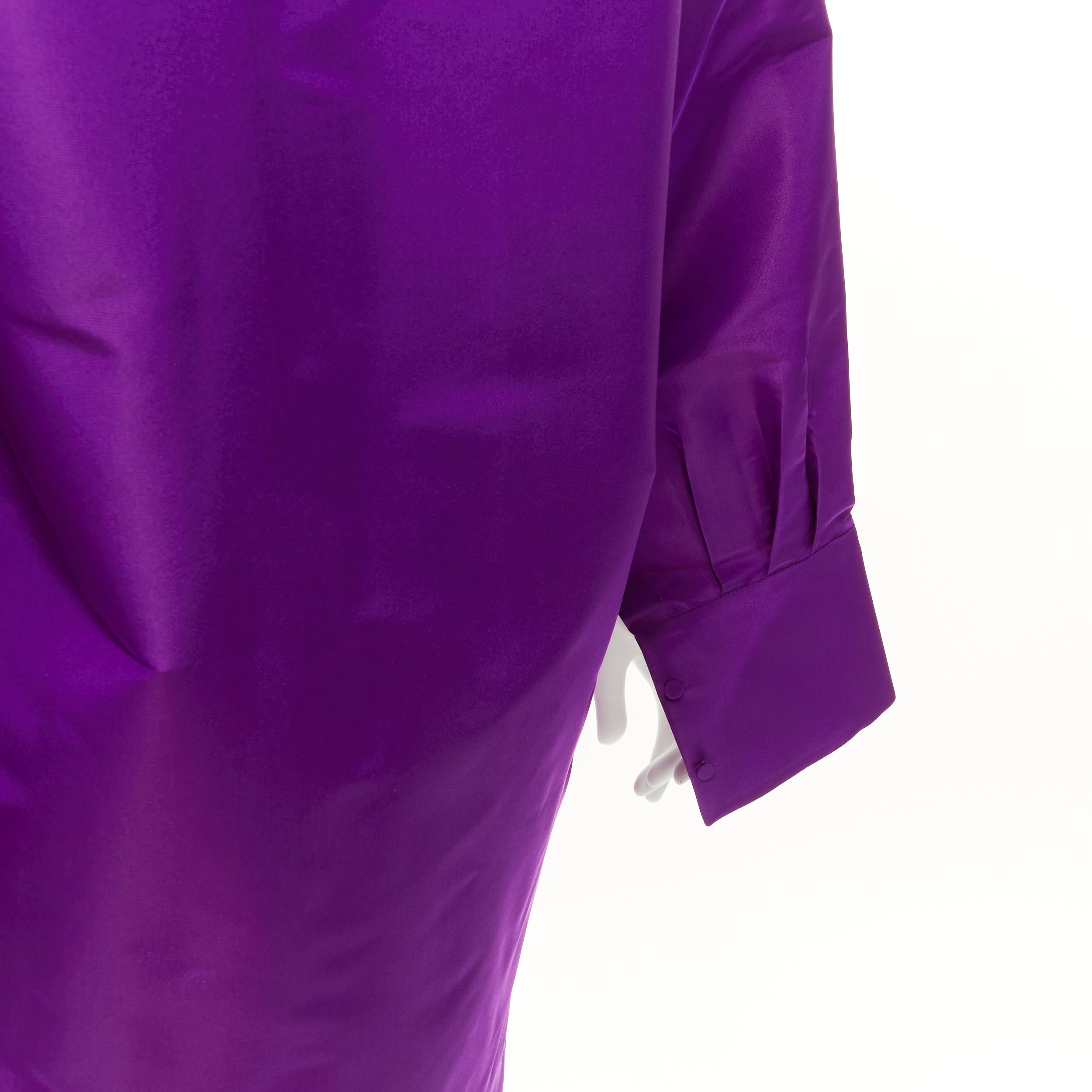 VALENTINO 2022 Runway purple silk taffeta trapeze oversized tunic shirt IT38 XS For Sale 3