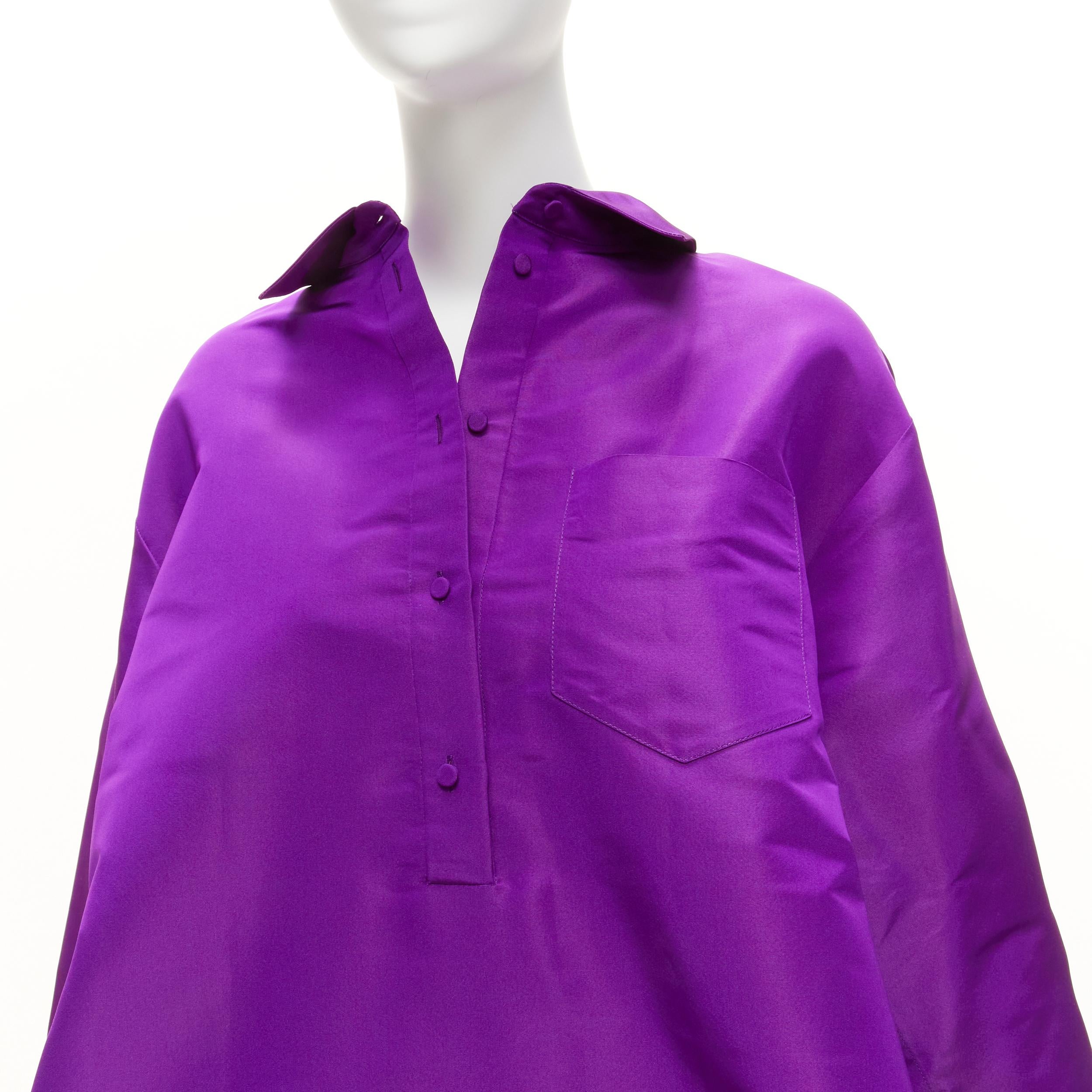 VALENTINO 2022 Runway purple silk taffeta trapeze oversized tunic shirt IT38 XS For Sale 4