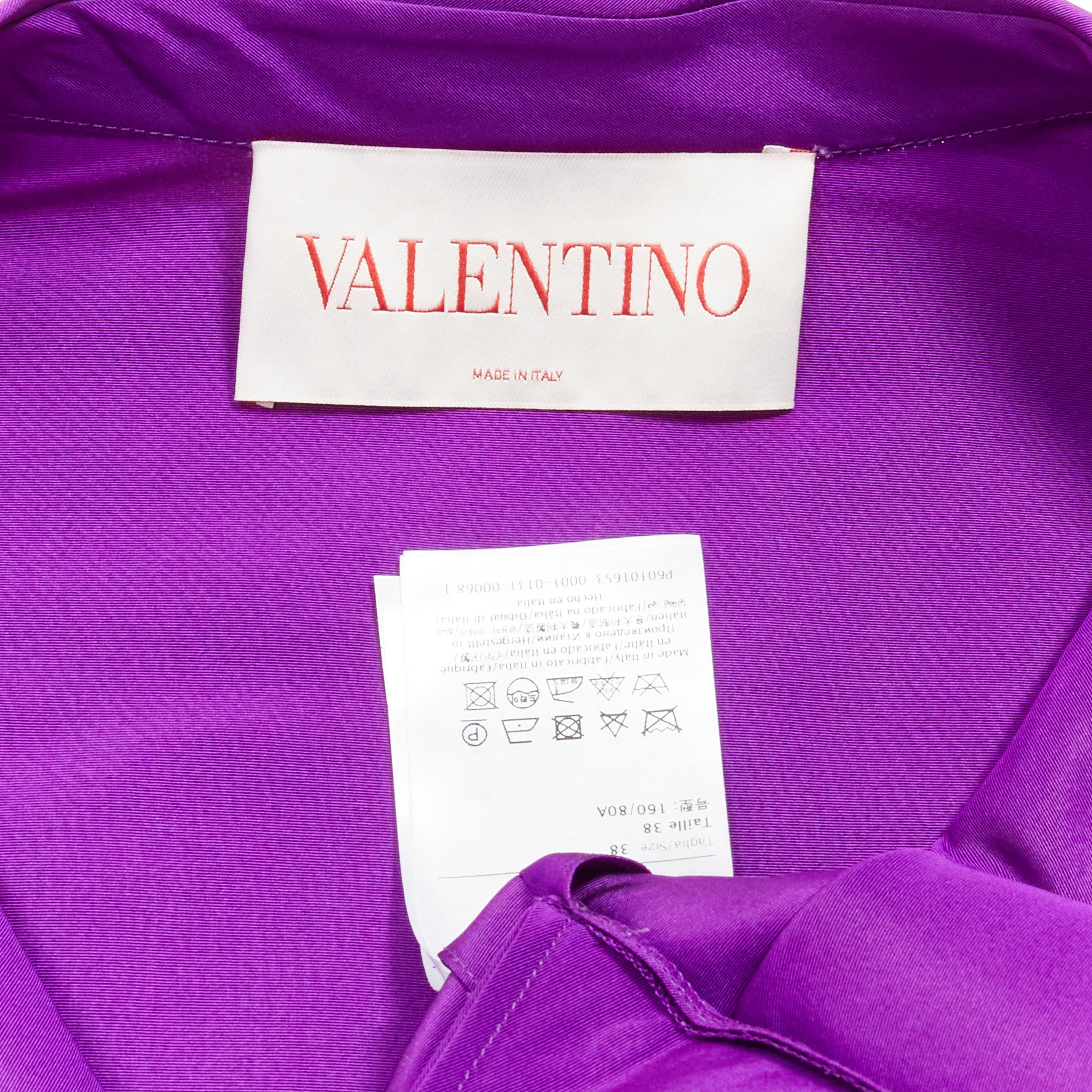 VALENTINO 2022 Runway purple silk taffeta trapeze oversized tunic shirt IT38 XS For Sale 5