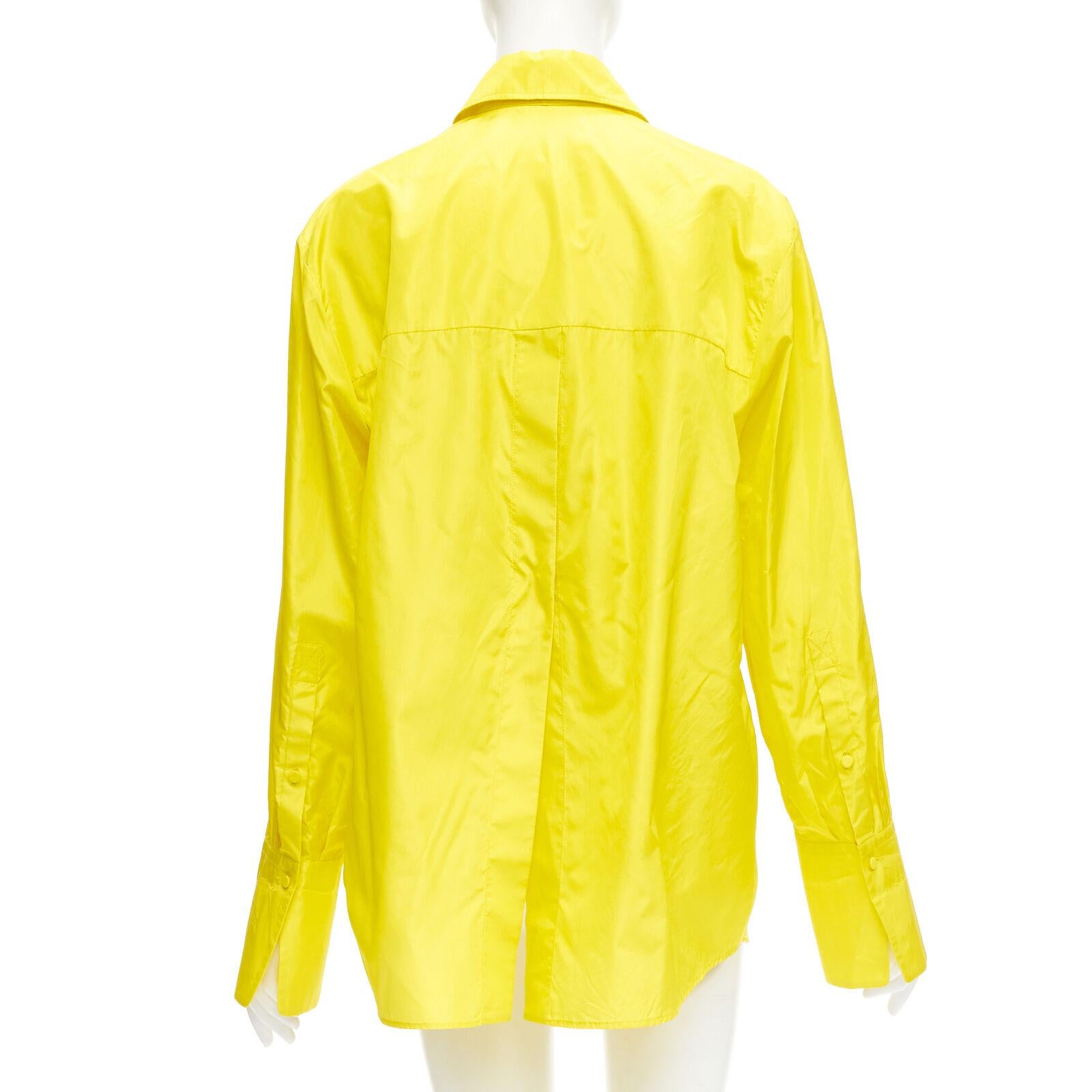 VALENTINO 2022 Runway yellow silk taffeta back slit boxy oversized shirt IT38 XS For Sale 1