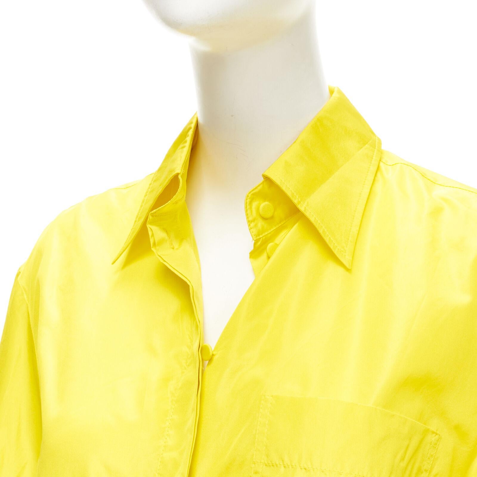 VALENTINO 2022 Runway yellow silk taffeta back slit boxy oversized shirt IT38 XS For Sale 3