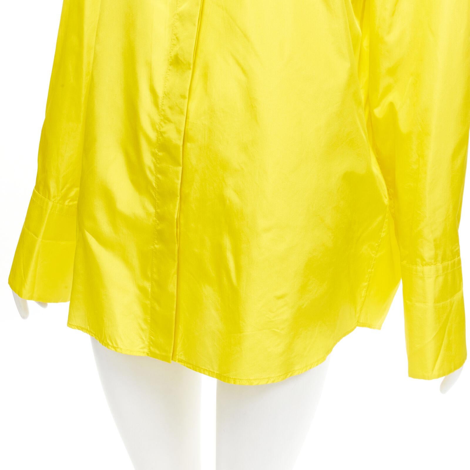 VALENTINO 2022 Runway yellow silk taffeta back slit boxy oversized shirt IT38 XS For Sale 4