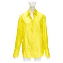 VALENTINO 2022 Runway yellow silk taffeta back slit boxy oversized shirt IT38 XS