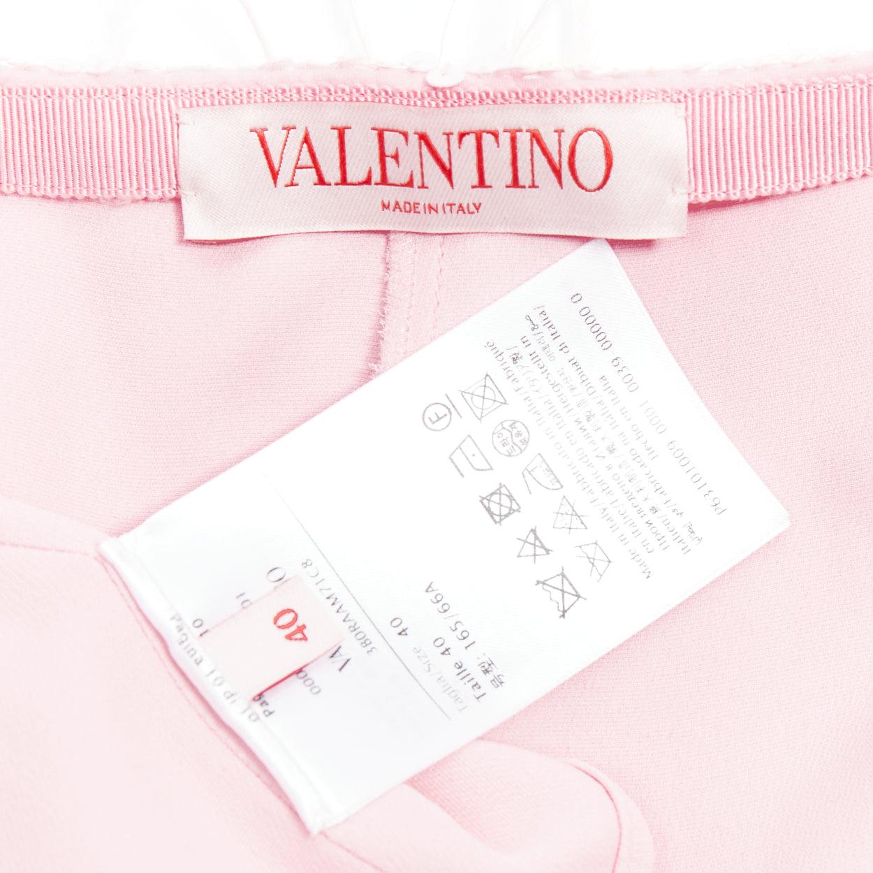 VALENTINO 2023 mini-jupe rose pâle en soie à sequins et plumes d'autruche IT40 S en vente 4
