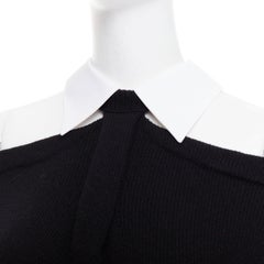 VALENTINO 2023 black 100% virgin wool collar cold shoulder sweater XS