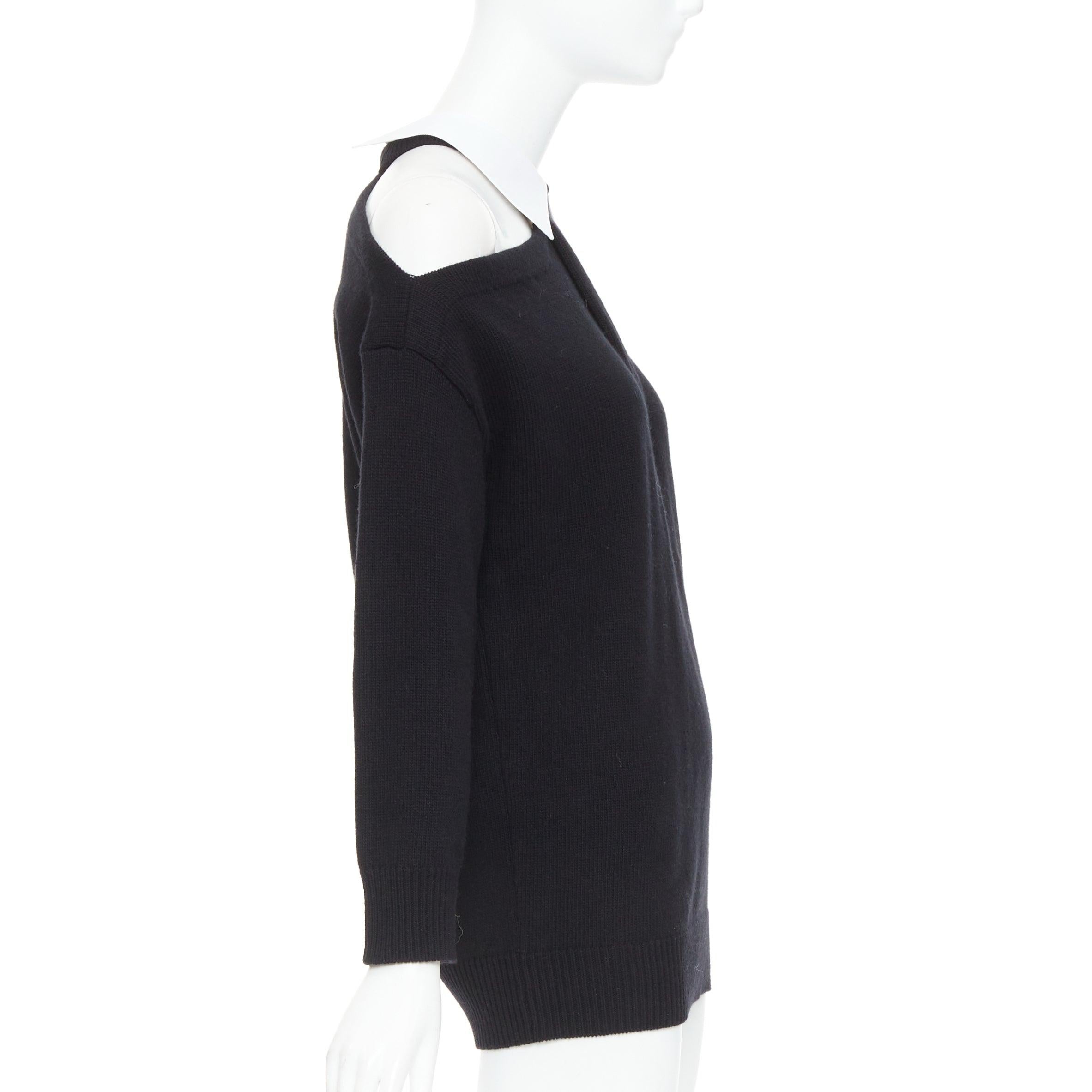 De las mujeres VALENTINO 2023 black 100% virgin wool collar cold shoulder sweater XS en venta