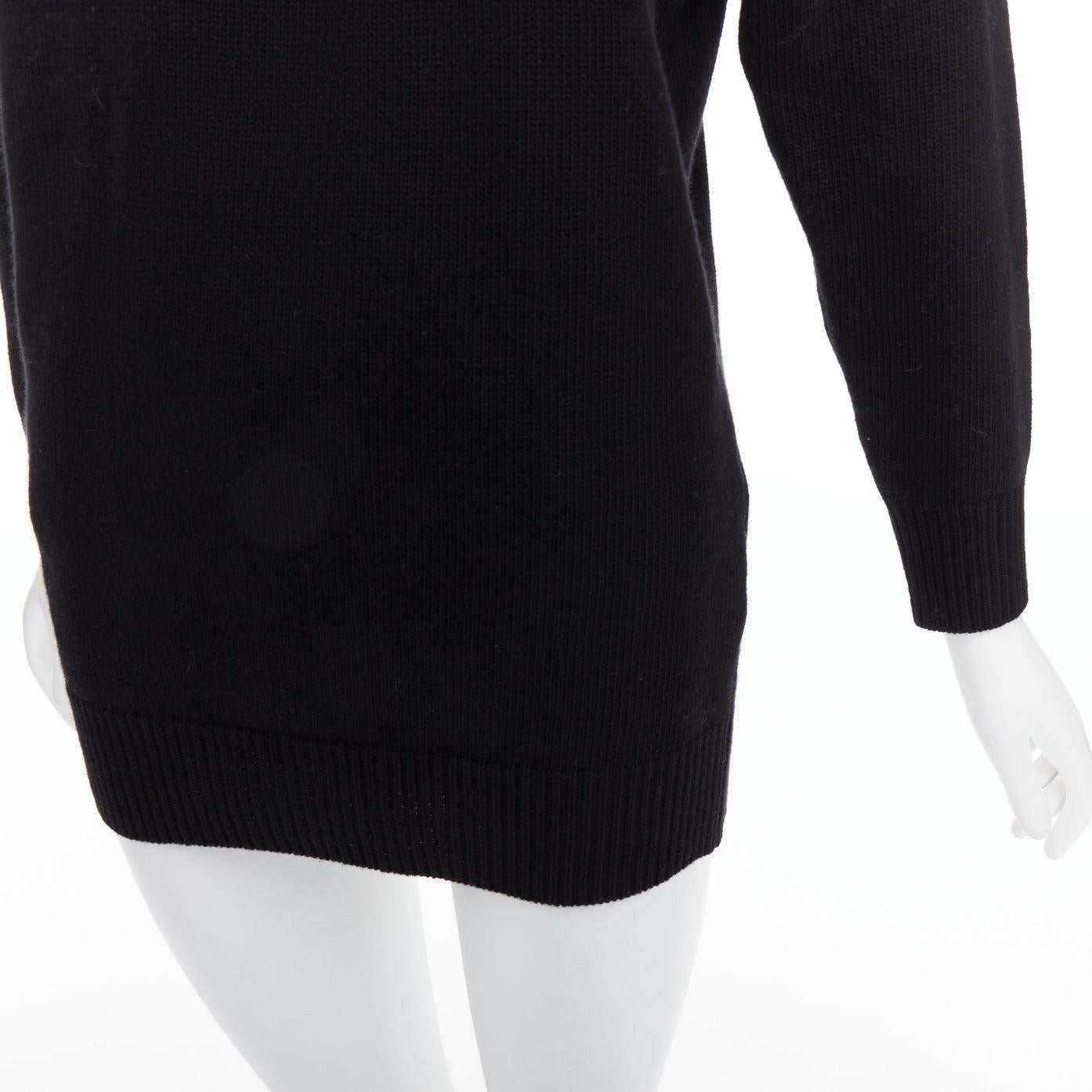 VALENTINO 2023 black 100% virgin wool collar cold shoulder sweater XS en venta 3
