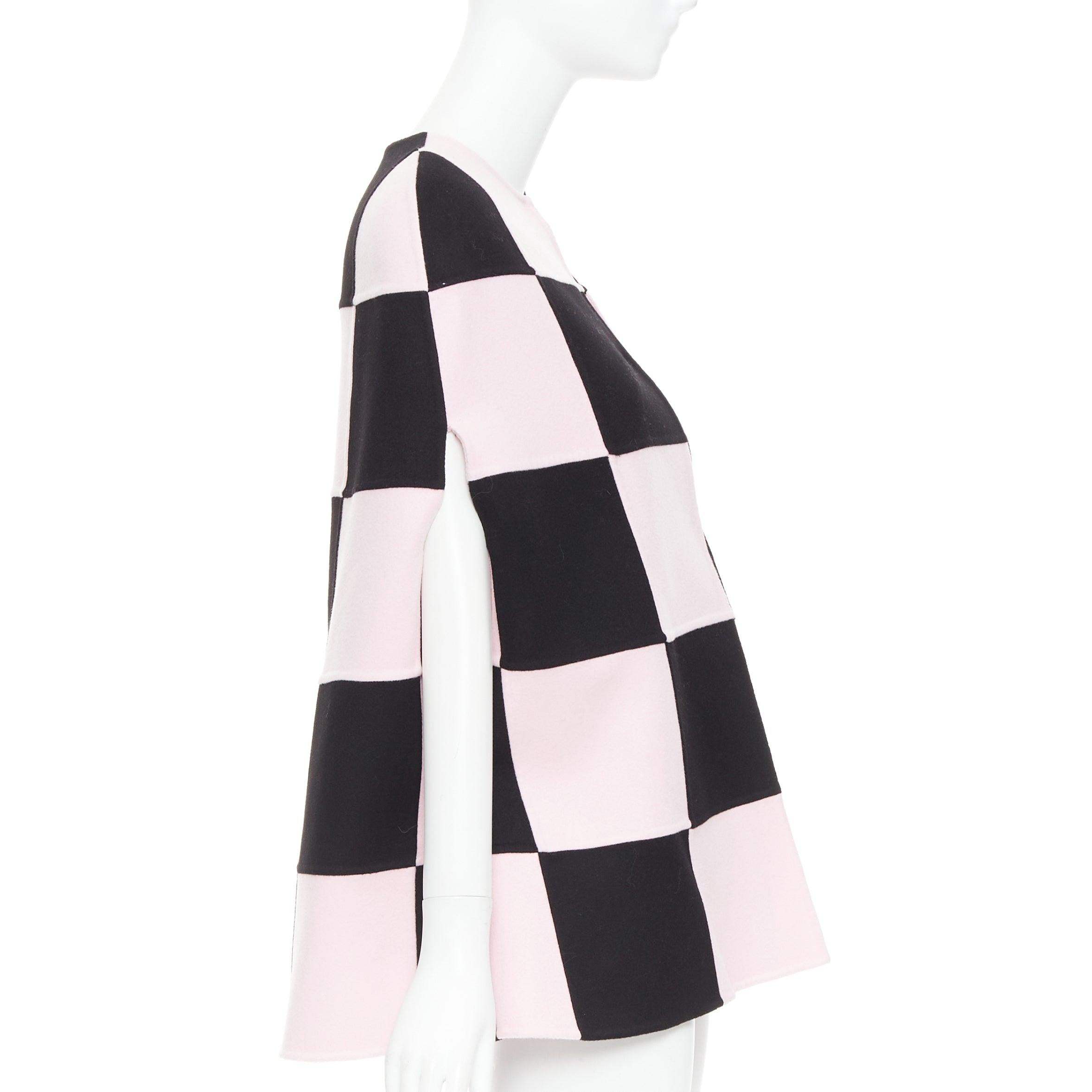 De las mujeres VALENTINO 2023 negro rosa cuadros lana cachemira capa abrigo IT36 XXS en venta