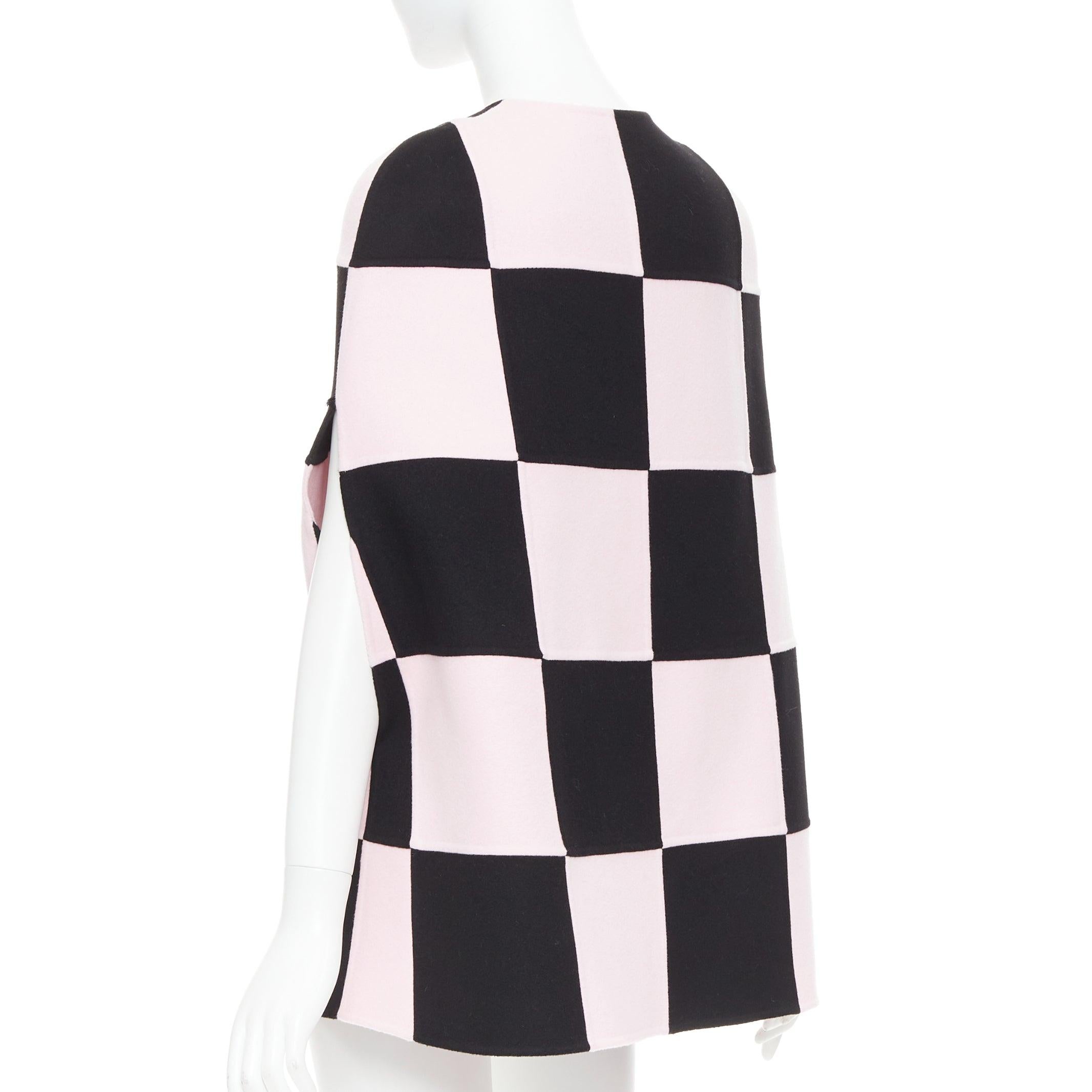 VALENTINO 2023 negro rosa cuadros lana cachemira capa abrigo IT36 XXS en venta 2