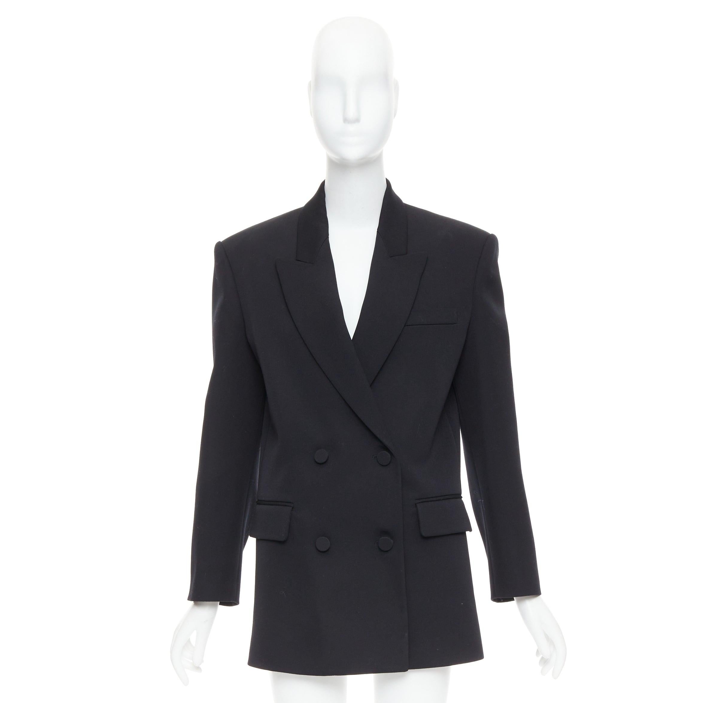Valentino 2023 cappotto doppiopetto in lana vergine nera IT38 XS in vendita 5