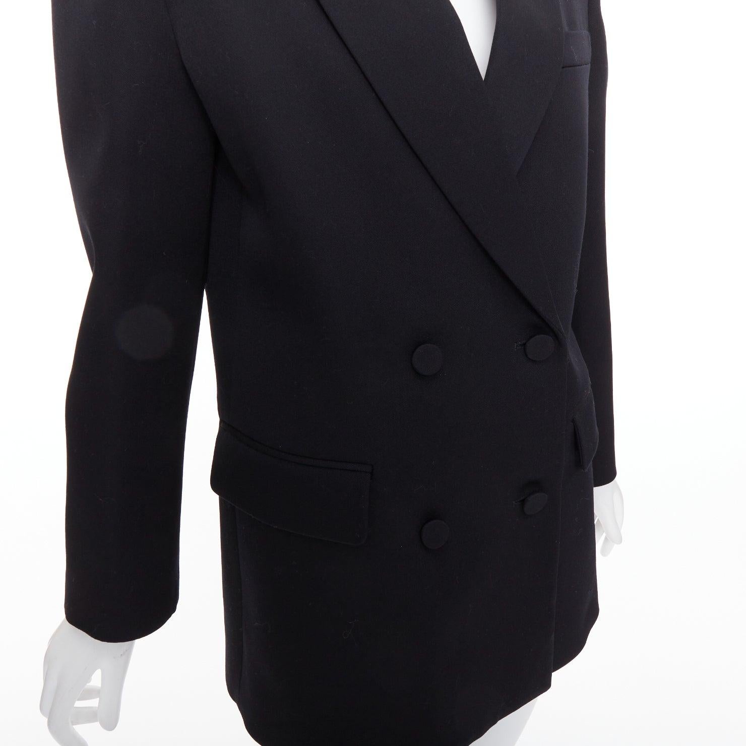 Valentino 2023 cappotto doppiopetto in lana vergine nera IT38 XS in vendita 2