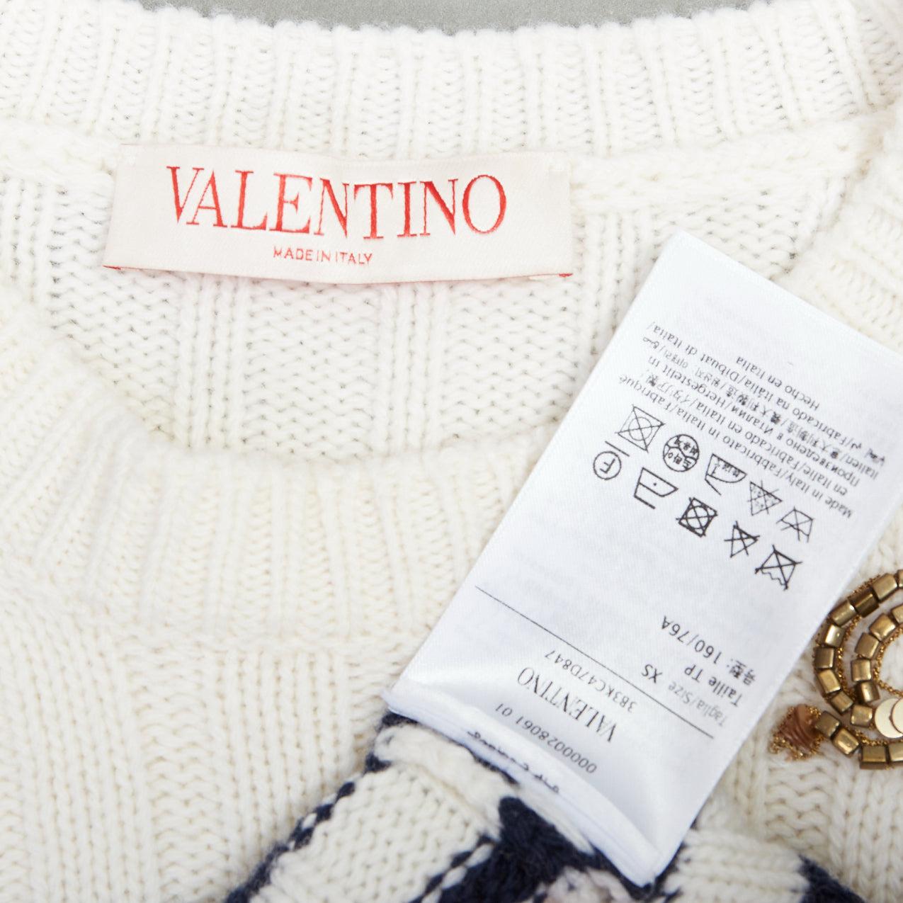 VALENTINO 2023 crema lana virgen oro lentejuelas cinta rayas crop suéter XS en venta 4