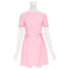 VALENTINO 2023 Crepe Couture pink virgin wool silk bow detail dress IT40 S