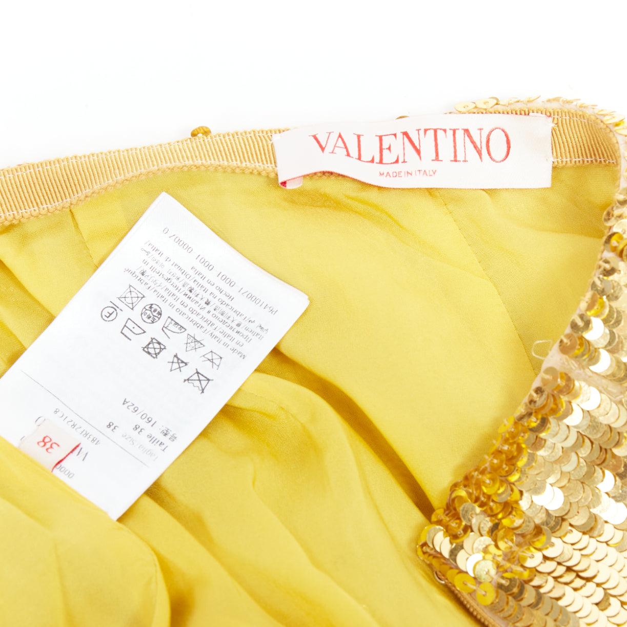 VALENTINO 2023 gold sequinned silk rainbow fringe skort IT38 XS 5