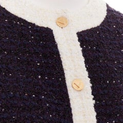 VALENTINO 2023 Retro Mini cream navy boucle tweed V logo mini dress IT38 XS