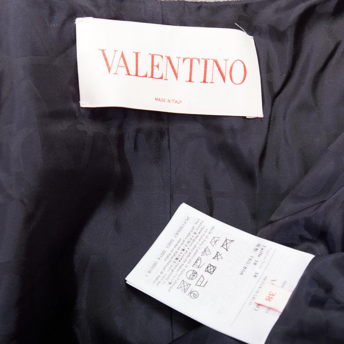 VALENTINO 2023 Retro Mini cream navy boucle tweed V logo mini dress IT38 XS For Sale 4