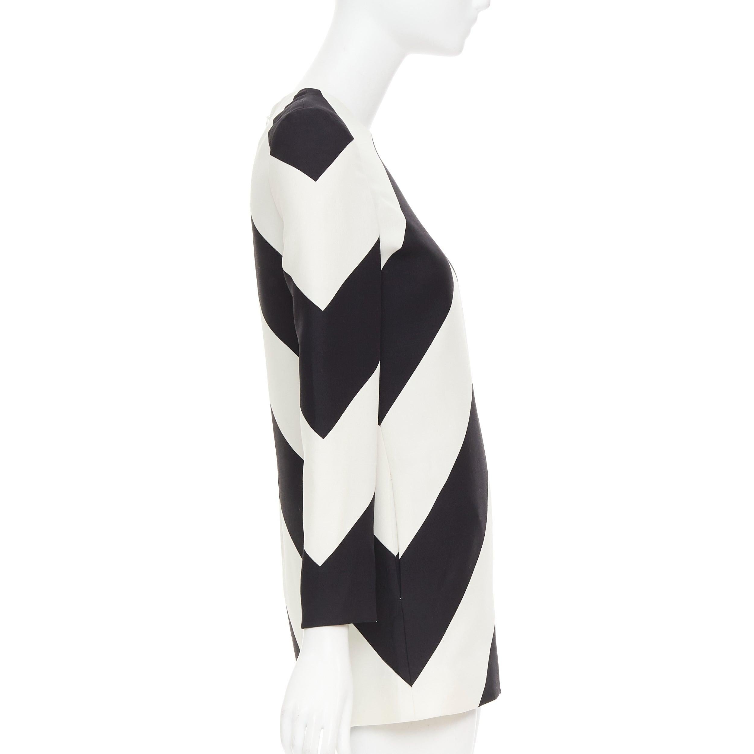 Women's VALENTINO 2023 Strhype Crepe Couture black wool chevron mini dress IT36 XXS For Sale