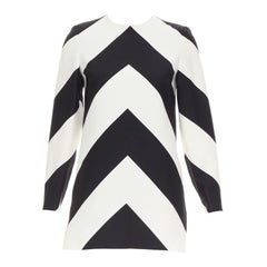 VALENTINO 2023 Strhype Crepe Couture black wool chevron mini dress IT36 XXS